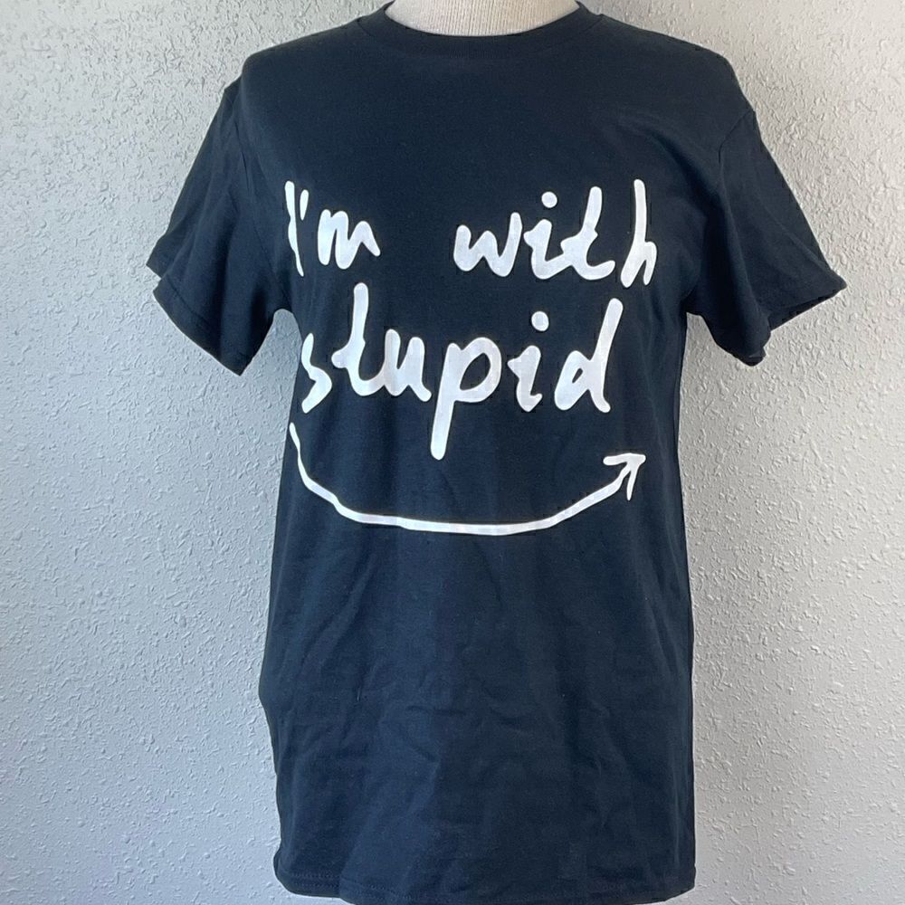 NWOT Black Couples Shirts “I’m with stupid” “Guess I’m Stupid”